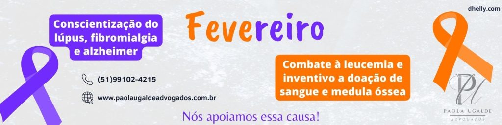 Calendário de Doenças Incuráveis: Fevereiro Roxo e Laranja - Ilustração de fita roxa e laranja para conscientização sobre lúpus, doença de Alzheimer, leucemia, fibromialgia e doação de medula óssea.